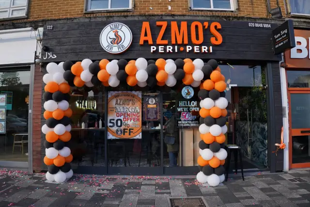 Azmo's Peri Peri restaurant front on opening day